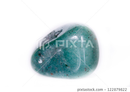 Macro mineral stone aventurine green on white background 122879822