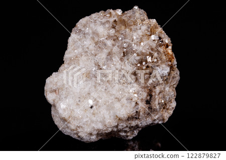 Macro mineral stone Albit on black background Macro mineral stone Albit on black background 122879827