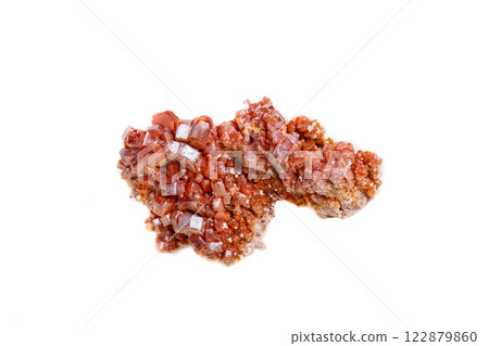 Macro mineral stone Vanadinite on a white background Macro mineral stone Vanadinite on a white background 122879860