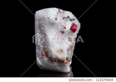 Macro mineral stone Spinel on a black background 122879884