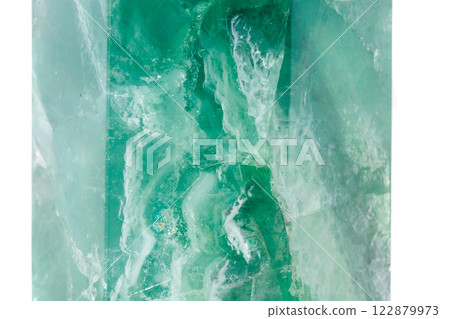 Macro mineral stone Fluorite crystal on a black background 122879973