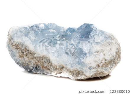 Macro mineral stone Celestine in the breed a white background Macro mineral stone Celestine in the breed a white background 122880010