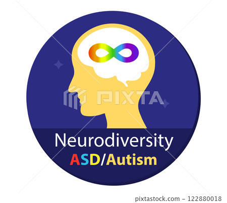 Autism awareness symbol. Infinity sign color spectrum. Rainbow gradient in the shape of the infinity sign. Neurodiversity Symbol. Vector illustration 122880018