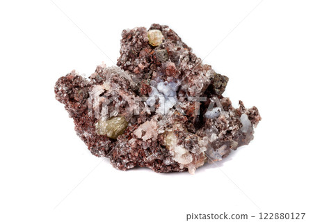 Macro mineral stoneGolden Apatite on a white background 122880127