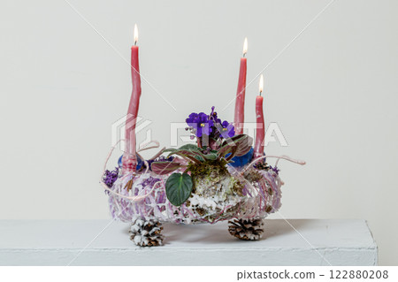 Christmas composition of fresh flowers Christmas composition of fresh flowers 122880208