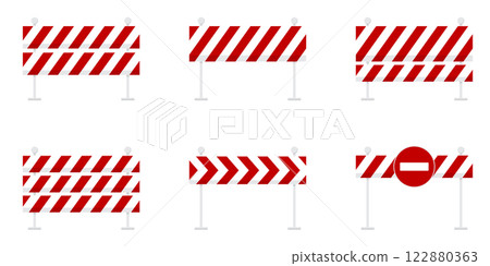 Hurdles and Barriers with Caution Tape and Roadblock Safety Equipment Hurdles and Barriers with Caution Tape and Roadblock Safety Equipment 122880363