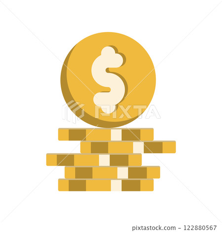 A simple illustration of a stack of coins, simple illustration 122880567