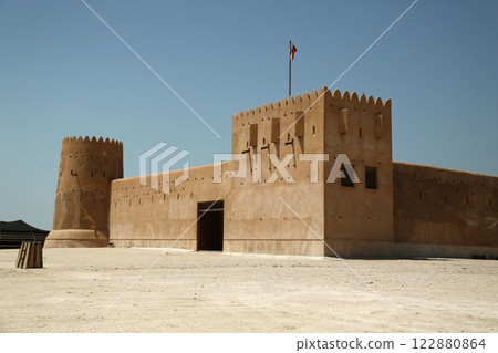 Al Zubara Fort or Al Zubarah Fort - historic Qatari military fortress built in the time of Sheikh Abdullah bin Jassim Al Thani in 1938, Qatar, Persian Gulf, Arabian Peninsula 122880864