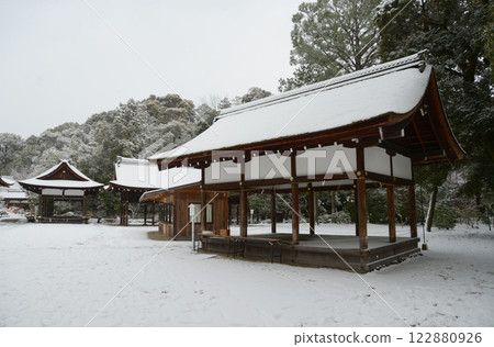 Snow-covered Kamigamo Shrine Dressing Room, Kita Ward, Kyoto City 122880926