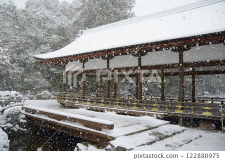 Snow-covered Kamigamo Shrine Hashidono, Kita Ward, Kyoto City 122880975