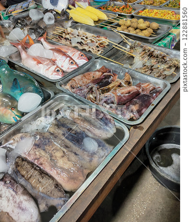 Fresh seafood at Gili T night market 122881560