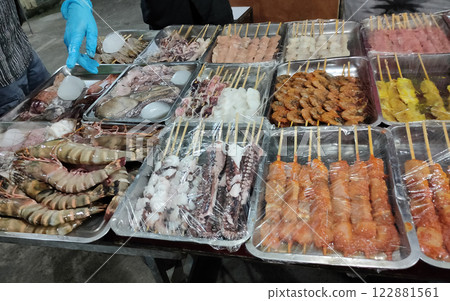 Fresh seafood at Gili T night market 122881561