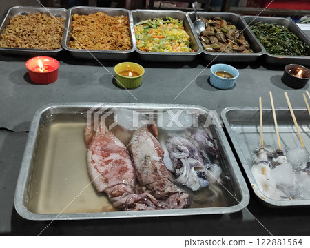 Fresh seafood at Gili T night market 122881564