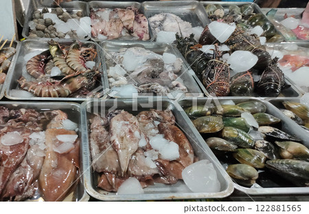 Fresh seafood at Gili T night market 122881565