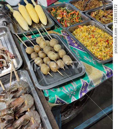 Fresh seafood at Gili T night market 122881572