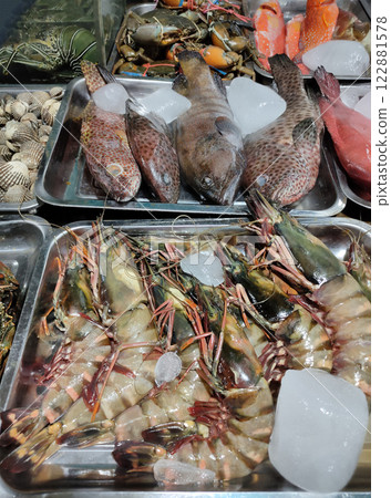 Fresh seafood at Gili T night market 122881578