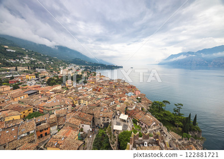 Malcesine town on the eastern shore of Lake Garda, Italy, Europe. Malcesine town on the eastern shore of Lake Garda, Italy, Europe. 122881721