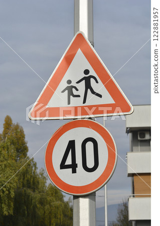 Children on the road sign Children on the road sign 122881957
