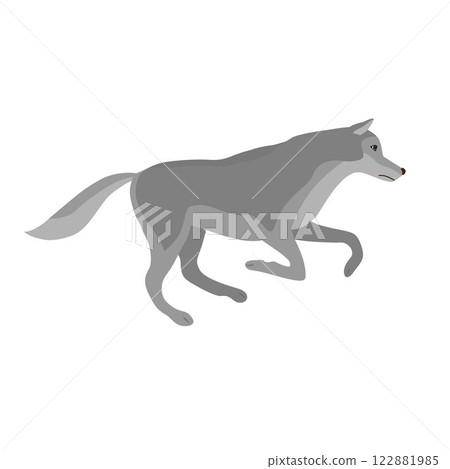 Vector flat hand drawn running wolf 122881985