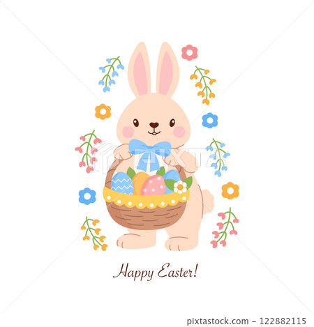 Easter card with cute Easter bunny  122882115