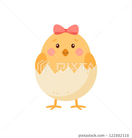 Cute little chicken hatched from an egg. 122882118