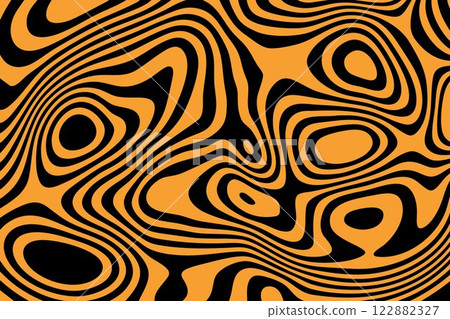 Abstract wave background, black orange wavy stripes or lines design. Optical art. Eps 10 122882327