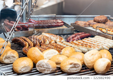 Dresden, Germany are being cooked over a traditional grill Dresden, Germany are being cooked over a traditional grill 122882490