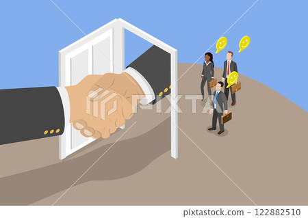 3D Isometric Flat Vector Illustration of Introducing New Staff , Human Resources Work 3D Isometric Flat Vector Illustration of Introducing New Staff , Human Resources Work 122882510