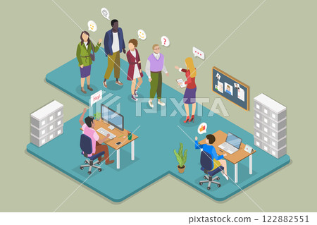 3D Isometric Flat Vector Illustration of New Members of a Team , Company Onboarding Process 122882551