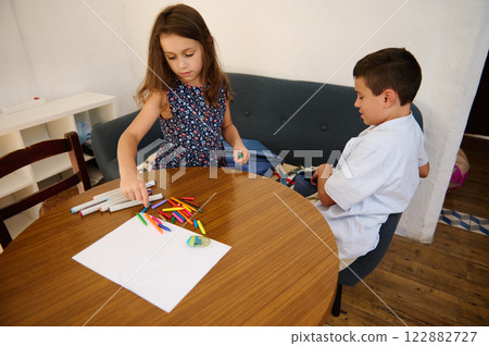 Children Engaged in Creative Drawings 122882727