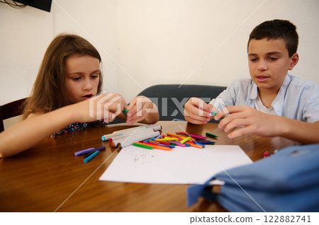 Children engaged in art activity Children engaged in art activity 122882741