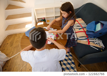 Children Drawing Together at Home Children Drawing Together at Home 122882766