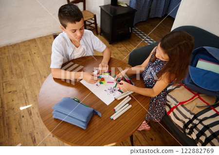 Children Engaging in Creative Drawing Children Engaging in Creative Drawing 122882769