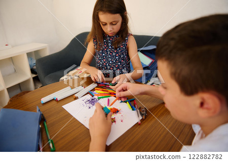 Kids drawing and creating together Kids drawing and creating together 122882782