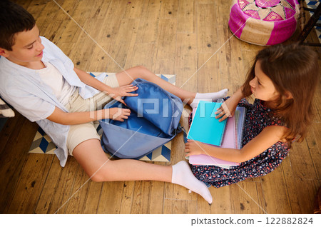 Kids Preparing for School Together 122882824