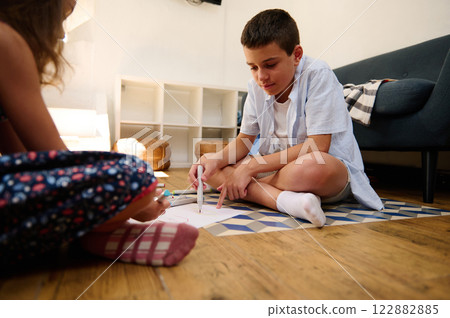 Children Drawing Together at Home Children Drawing Together at Home 122882885
