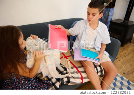 Children Preparing School Supplies 122882981