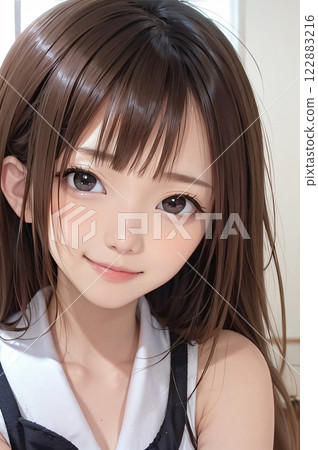 Illustration of a young woman with a cute smile 122883216