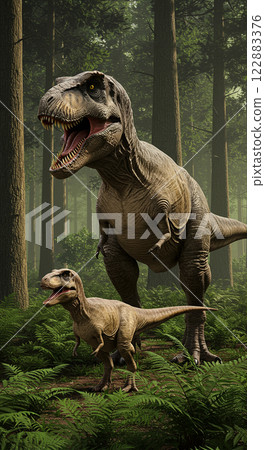 非常令人印象深刻！逼真的霸王龍生態場景 122883376