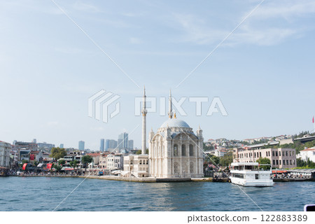 View of Ortakoy mosque from a ferry. Istanbul, Turkey View of Ortakoy mosque from a ferry. Istanbul, Turkey 122883389