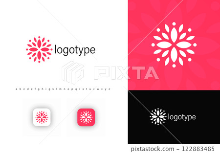Elegant floral logo with symmetrical petals, symbolizing beauty, harmony, and sophistication. Ideal for wellness, cosmetics, fashion, and luxury branding. Vector logo concept Elegant floral logo with symmetrical petals, symbolizing beauty, harmony, and sophistication. Ideal for wellness, cosmetics, fashion, and luxury branding. Vector logo concept 122883485