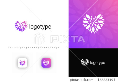 Elegant heart-shaped floral logo with petal-like elements, symbolizing love, nature, and harmony. Perfect for beauty, wellness, spa, cosmetics, and holistic branding. Vector illustration Elegant heart-shaped floral logo with petal-like elements, symbolizing love, nature, and harmony. Perfect for beauty, wellness, spa, cosmetics, and holistic branding. Vector illustration 122883491