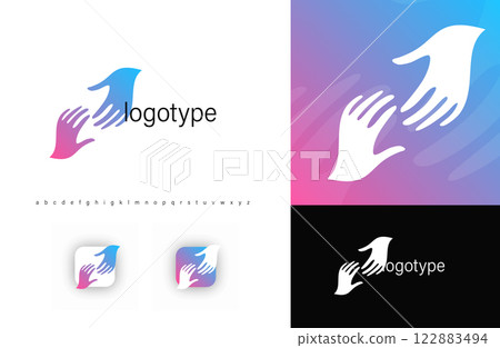 Two hands logo reaching toward each other, symbolizing help, care, and connection, unity, trust, support. Logo for charities, nonprofits, social organizations, mental health, humanitarian projects Two hands logo reaching toward each other, symbolizing help, care, and connection, unity, trust, support. Logo for charities, nonprofits, social organizations, mental health, humanitarian projects 122883494