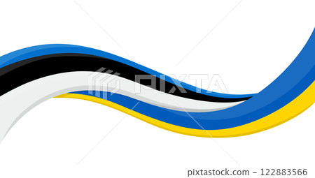 Wavy ribbon banner of Ukraine National flag with Estonia National Flag. Unity and cooperation symbol. Logo for charity social events, NGO, sports team, peace summit. Vector illustration. 122883566