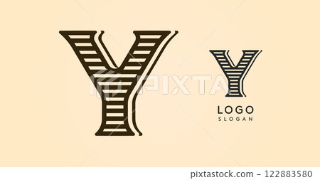 Vintage western letter Y, country stylish old lettermark for retro bar logo, BBQ cafe, tattoo salon, saloon plaque, alcohol label. Vector illustration Vintage western letter Y, country stylish old lettermark for retro bar logo, BBQ cafe, tattoo salon, saloon plaque, alcohol label. Vector illustration 122883580
