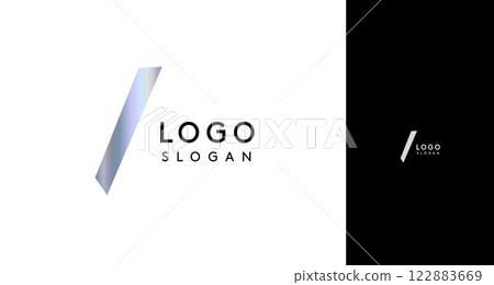 Shiny chromatic letter I, metallic monogram with shiny chrome iridescent gradient for streetwear fashion, music label, skate brand, urban art, graffiti-inspired products, modern tech company 122883669