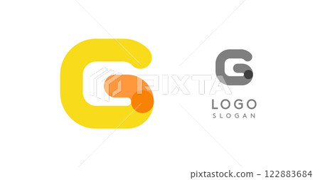 Soft rounded trendy logo, geometric colorful letter G with a modern tech feel, playful monogram design for corporate identity, creative branding, logotype template. Vector logotype 122883684