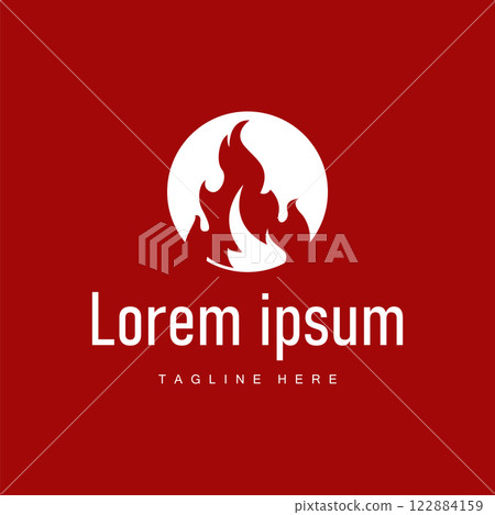 fire logo design template silhouette of fire burning illustration symbol simple flame 122884159
