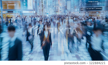 New employee pedestrians crossing the intersection 122884221