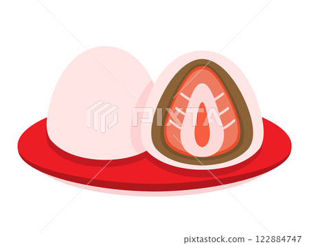 Illustration of strawberry daifuku served in a bowl Illustration of strawberry daifuku served in a bowl 122884747